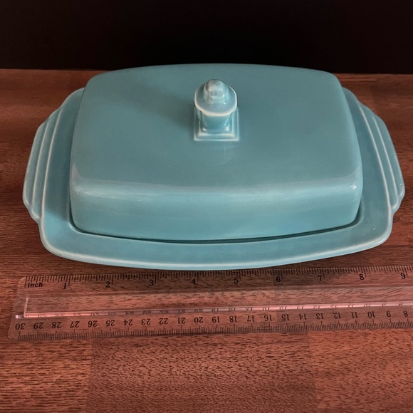 Homer Laughlin Harlequin Turquoise Half Pound Butter Dish  Rare Vintage - Picture 6 of 8